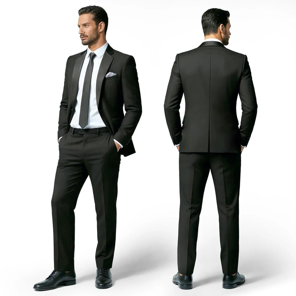 Men's Slim Fit Suit Blazer Business Wedding Party 2-Piece Jacket & Pant Suit