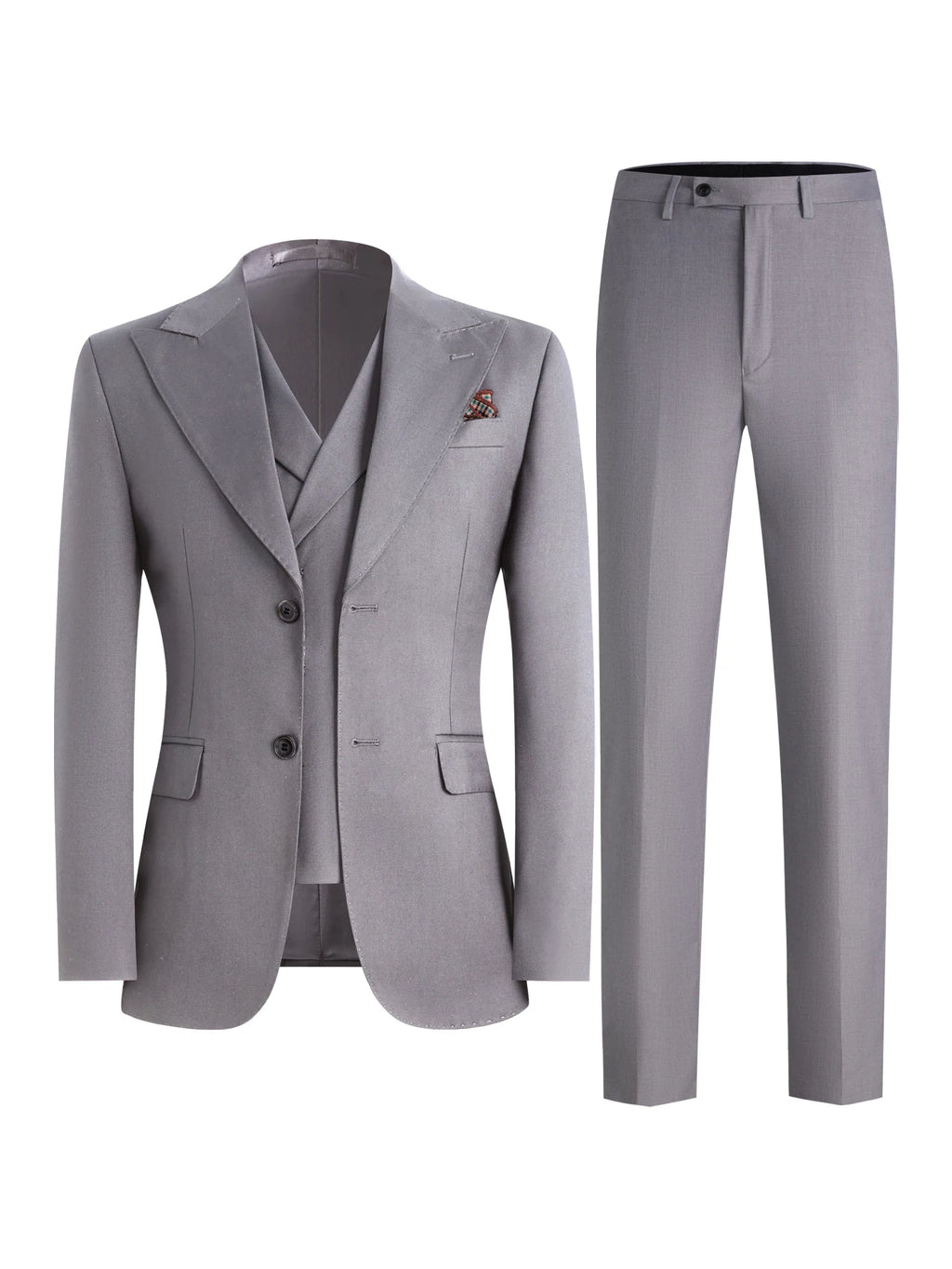 Men's 3-Piece Solid Suit Set Peak Lapel Blazer Jacket Vest Pants for Wedding Business Prom Tuxedo