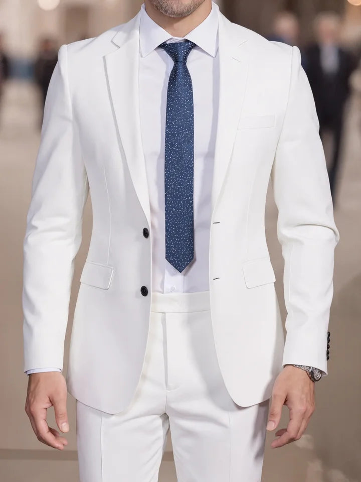 Men's Business Casual Suit, Four-Season Anti-Wrinkle and Hair-Free Two-Piece Set, Double-Button Design, Party Professional Forma