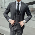Solid Color Suit Men's Fashionable Gentleman Business Banquet Korean-style Formal Dress Casual Wedding (Blazer+Vest+Trousers)