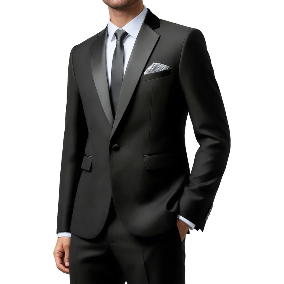Men's Slim Fit Suit Blazer Business Wedding Party 2-Piece Jacket & Pant Suit