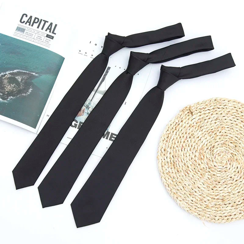 New Classic Black Ties for Men High Quality Women Neckties for Wedding Party Business Adult Neck Tie Casual Solid Accessories