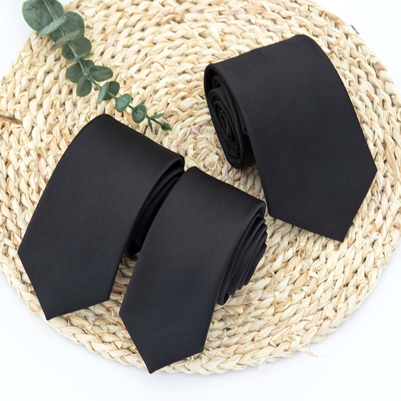 New Classic Black Ties for Men High Quality Women Neckties for Wedding Party Business Adult Neck Tie Casual Solid Accessories